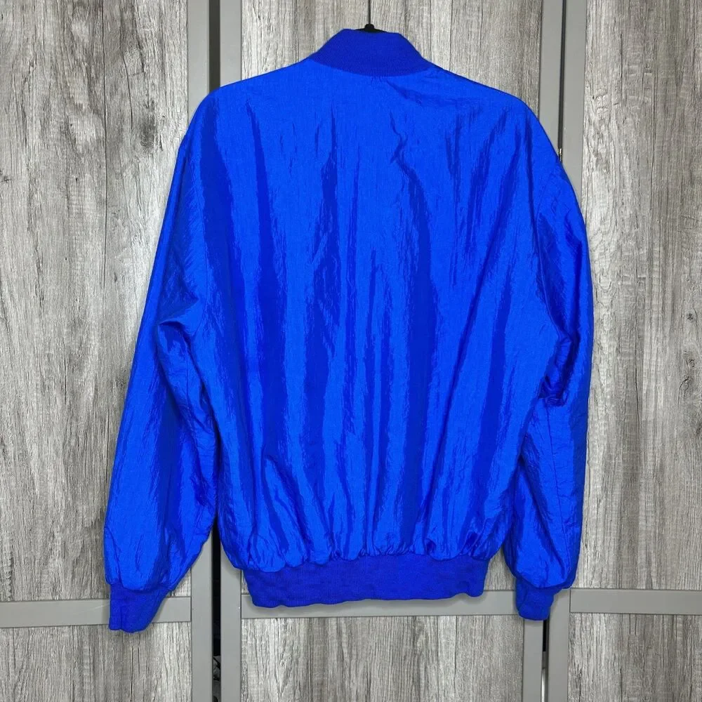 Vintage Luxor Las Vegas Blue Bomber Jacket Gold Embroidered Logo Size M